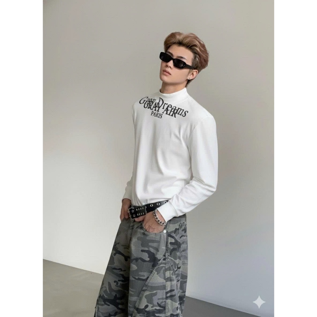 Áo thun Tay dài cổ cao GRAY DREAM ICVCVNI Unisex