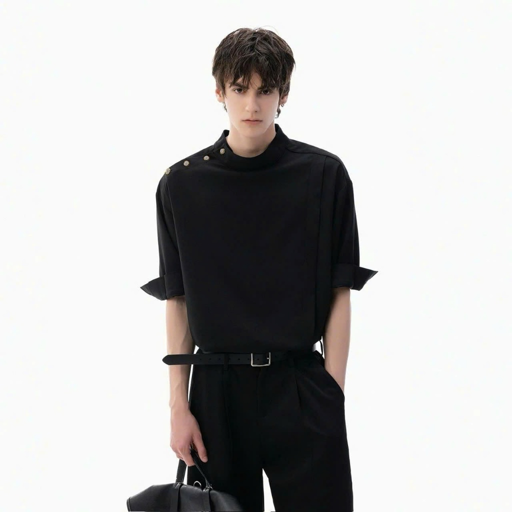 Áo Sơ mi Style tay lửng cổ cao HAL ICVCVNI Unisex