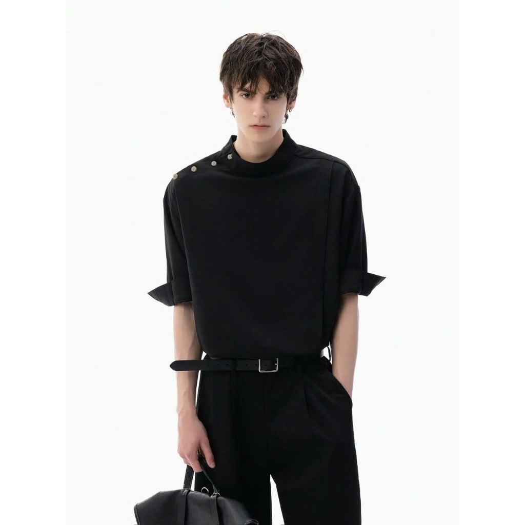 Áo Sơ mi Style tay lửng cổ cao HAL ICVCVNI Unisex