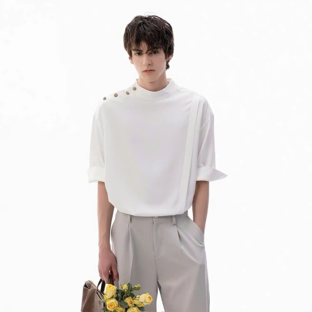 Áo Sơ mi Style tay lửng cổ cao HAL ICVCVNI Unisex