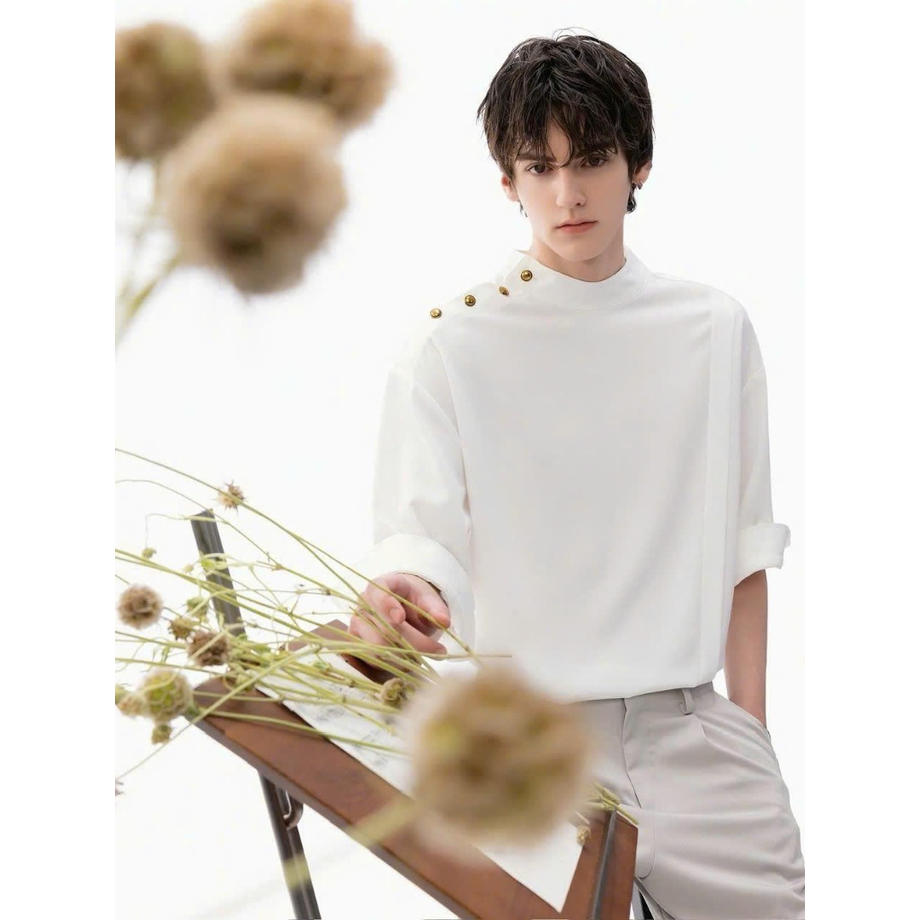 Áo Sơ mi Style tay lửng cổ cao HAL ICVCVNI Unisex