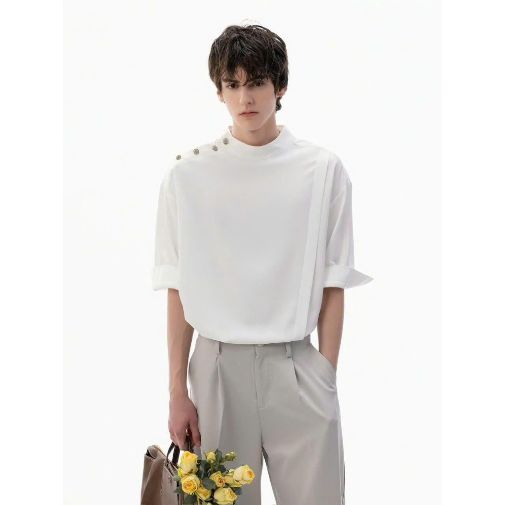 Áo Sơ mi Style tay lửng cổ cao HAL ICVCVNI Unisex