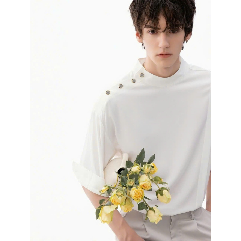 Áo Sơ mi Style tay lửng cổ cao HAL ICVCVNI Unisex