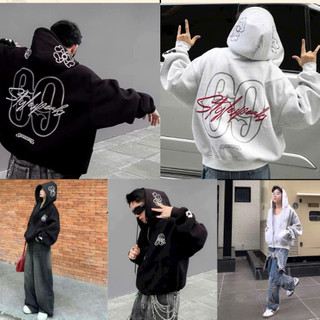 Hot Trendy- Áo Hoodie Zip có dây kéo nỉ bông 69 Sty Speaks - Kiểu dáng boxy rộng cho mùa thu đông