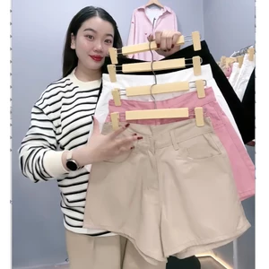 Quần Đùi Kaki Ống Rộng Bigsize Nữ,Quần Short Kaki Dáng Chữ A Trơn Lên Phom Tôn Dáng Q531