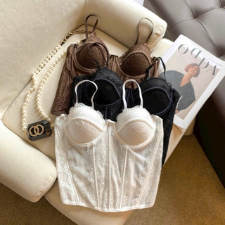 LT - Áo hai dây ren cúp ngực, lưng cài móc viền ren áo corset cá tính 1518