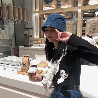Mũ bucket nữ, mũ tai bèo bò denim vành cụp unisex Uzzlang thời trang có dây rút  - Happy Life 4U