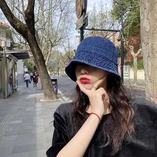 Mũ bucket nữ, mũ tai bèo bò denim vành cụp unisex Uzzlang thời trang có dây rút  - Happy Life 4U