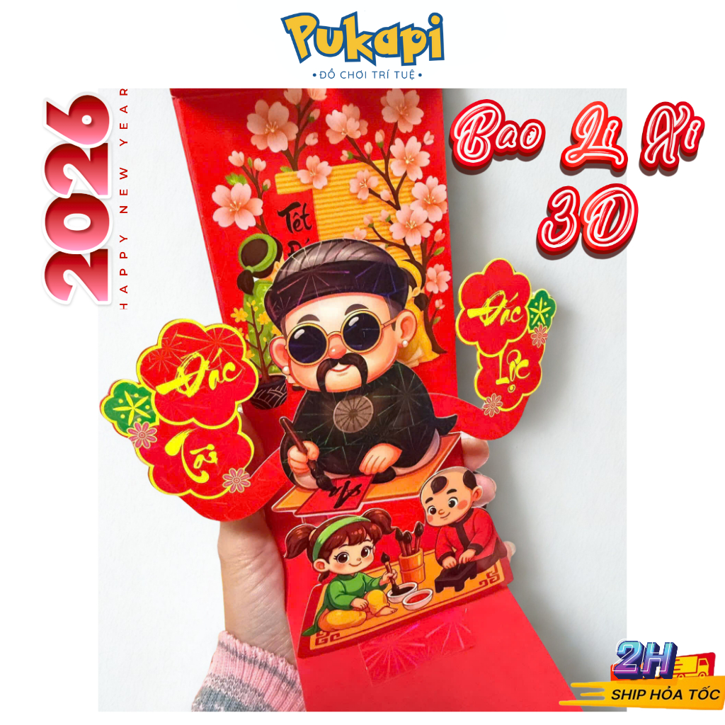 Bao Lì Xì Popup Xòe Lì Xì 3D Tết 2026 Phong Bao Lì Xì Độc Lạ Hot Trend Lì Xì Tết- Đồ Chơi Cho Bé PUKAPI