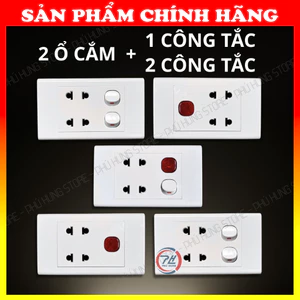 Mặt 2 ổ cắm 2 công tắc, 2 ổ cắm 1 công tắc SINO VANLOCK S18 chính hãng, lắp âm tường hoặc lắp nổi