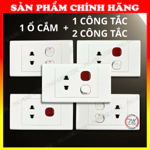 Mặt kết hợp 1 ổ cắm 1 công tắc, 1 ổ cắm 2 công tắc SINO VANLOCK chính hãng, lắp âm hoặc nổi