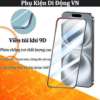 Kính cường lực iPhone đệm khí, chống sốc, siêu nét, chống ánh sáng xanh, cho iPhone 11 12 13 14 15 16 17 Pro Max 17 Air