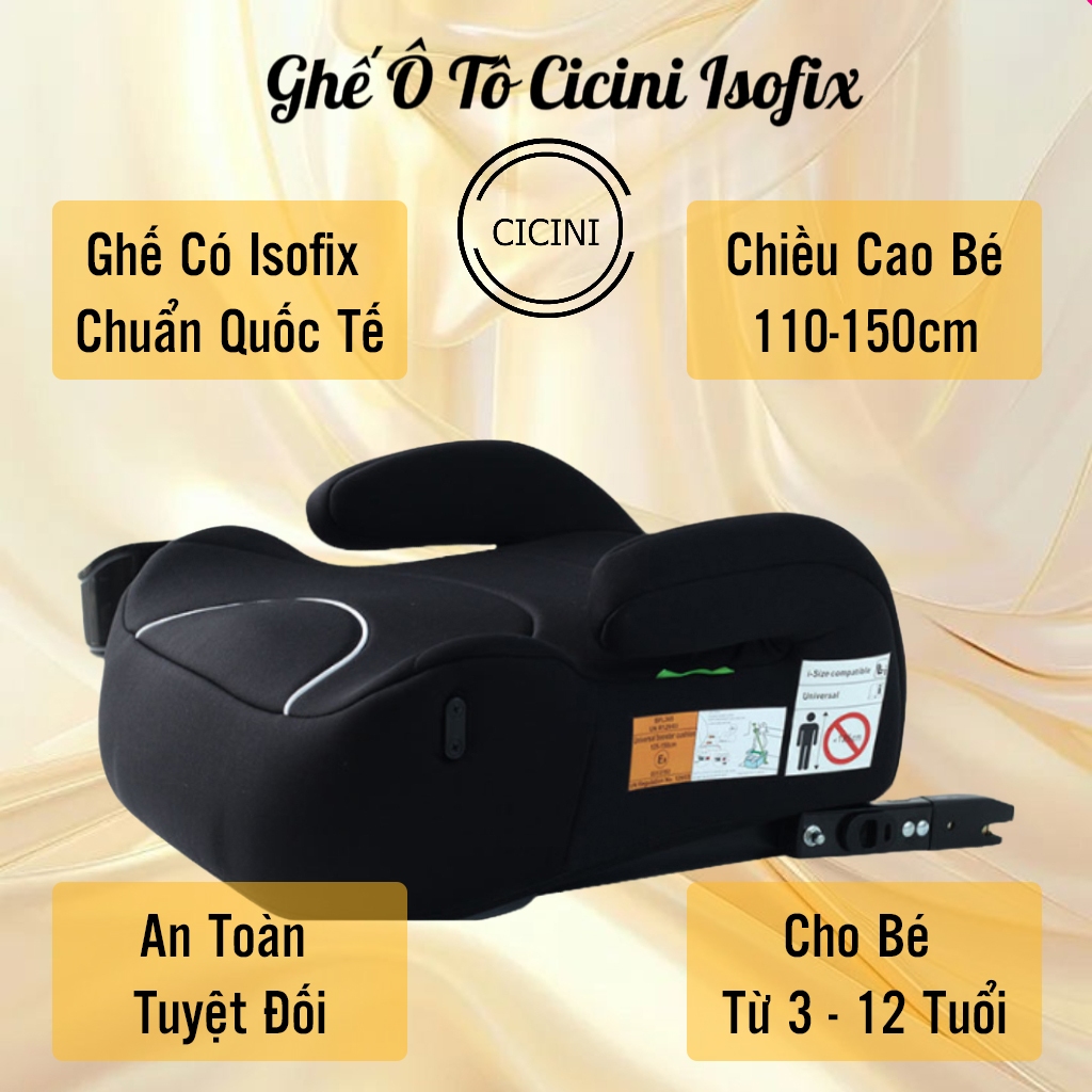 Ghế Ngồi Ô Tô Cicini Isofix (Cho Bé Từ 110-150cm, i-size, Coal, booster ...