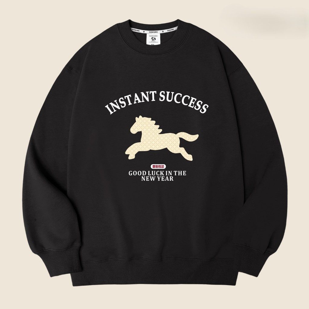 Áo Nỉ Tết Mã Đáo Thành Công – Sweater Unisex Nam Nữ, Diện Xuân May Mắn
