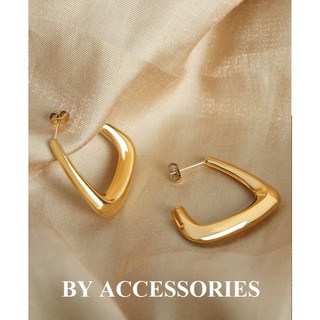 Bông tai nữ titan hình học dáng chữ J lớn cổ điển cá tính không gỉ WE2404 BY ACCESSORIES