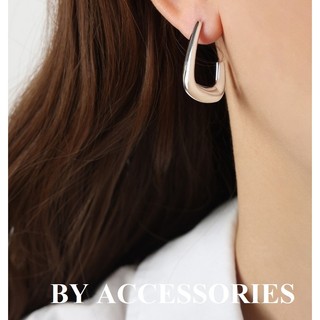 Bông tai nữ titan hình học dáng chữ J lớn cổ điển cá tính không gỉ WE2404 BY ACCESSORIES