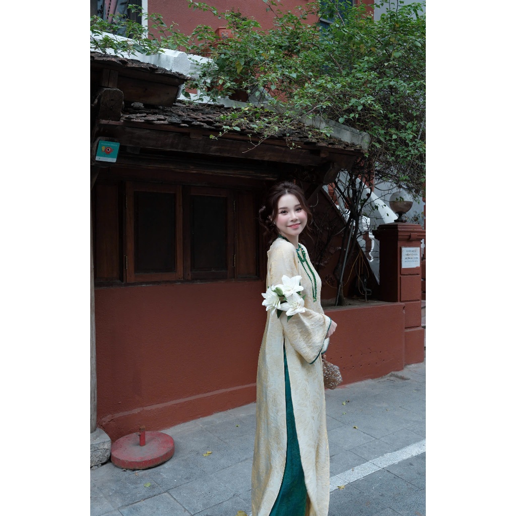 ZIMM STORE-Áo Dài Nữ Cách Tân Hồng Phấn Tay Dài Dáng Suông Thanh Lịch Tôn Dáng