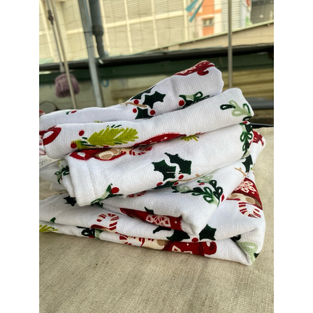 Combo 2 khăn lau hoạ tiết hoa lá hàng xuất dư full tag