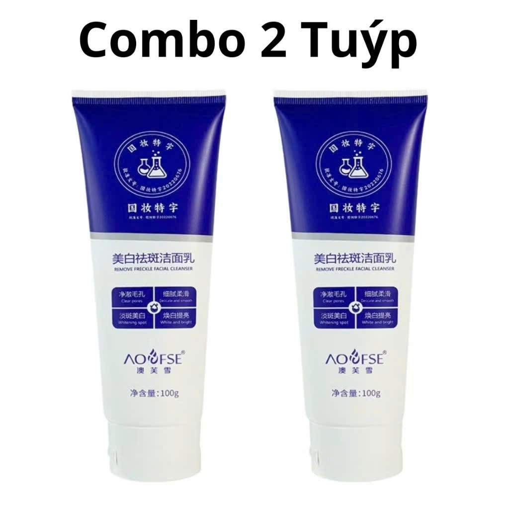 combo 3 tuýp Sữa Rửa Mặt Aufuxue Tuýp 100g Giảm Mụn Dầu Nhờn Dưỡng Trắng Da, Sữa Rửa Mặt Trắng Da