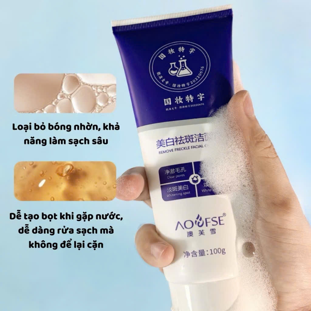 combo 3 tuýp Sữa Rửa Mặt Aufuxue Tuýp 100g Giảm Mụn Dầu Nhờn Dưỡng Trắng Da, Sữa Rửa Mặt Trắng Da
