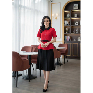 Áo Peplum thiết kế cổ sen mix nơ eo xinh xắn dành cho các nàng công sở, đi tiệc, đi chơi siêu hot