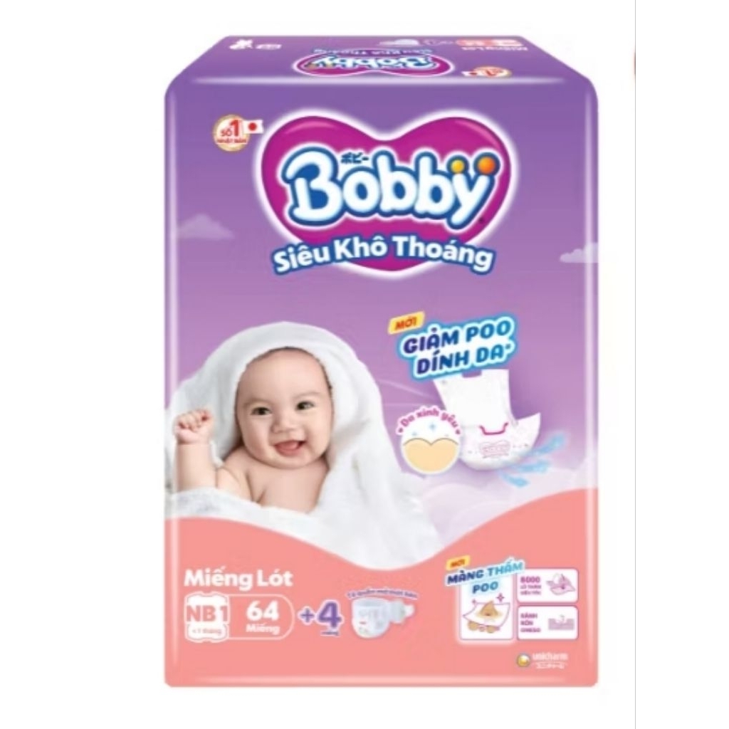 Miếng lót Bobby Newborn 1 64 miếng và Newborn 2 40 miếng