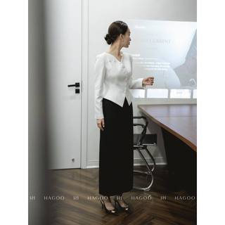 Chân váy kaki dáng dài công sở thiết kế HAGOO trẻ trung 3 màu Đen / Trắng/ Nâu be thanh lịch [CV941]