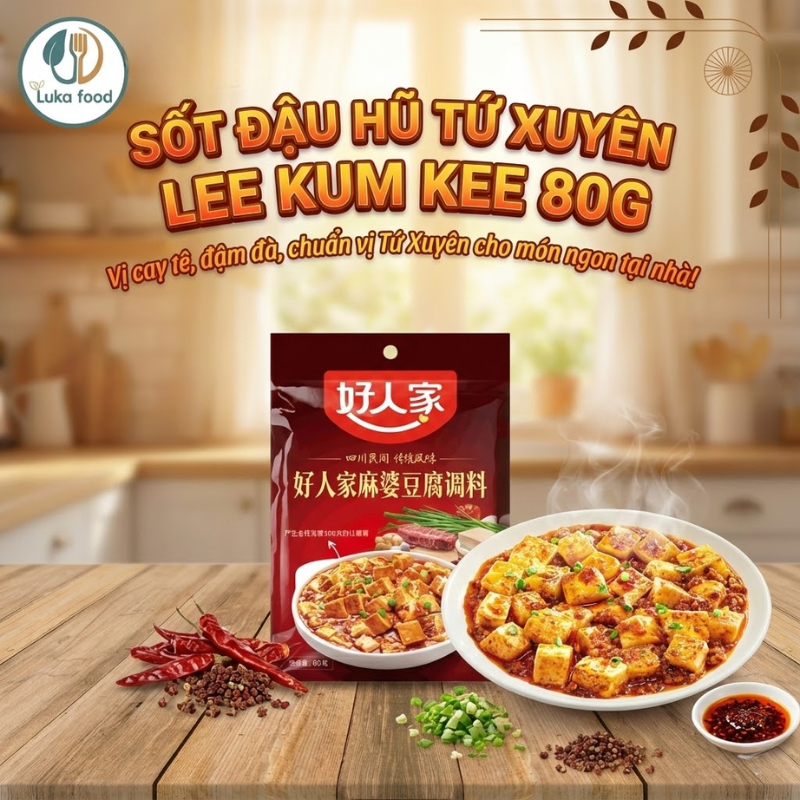 Sốt Đậu Hũ Tứ Xuyên Lee Kum Kee 80g - Gia Vị Nấu Mapo Tofu Chuẩn Vị Hoa Thơm Cay, Đậm Đà, Tiện Lợi Luka Food