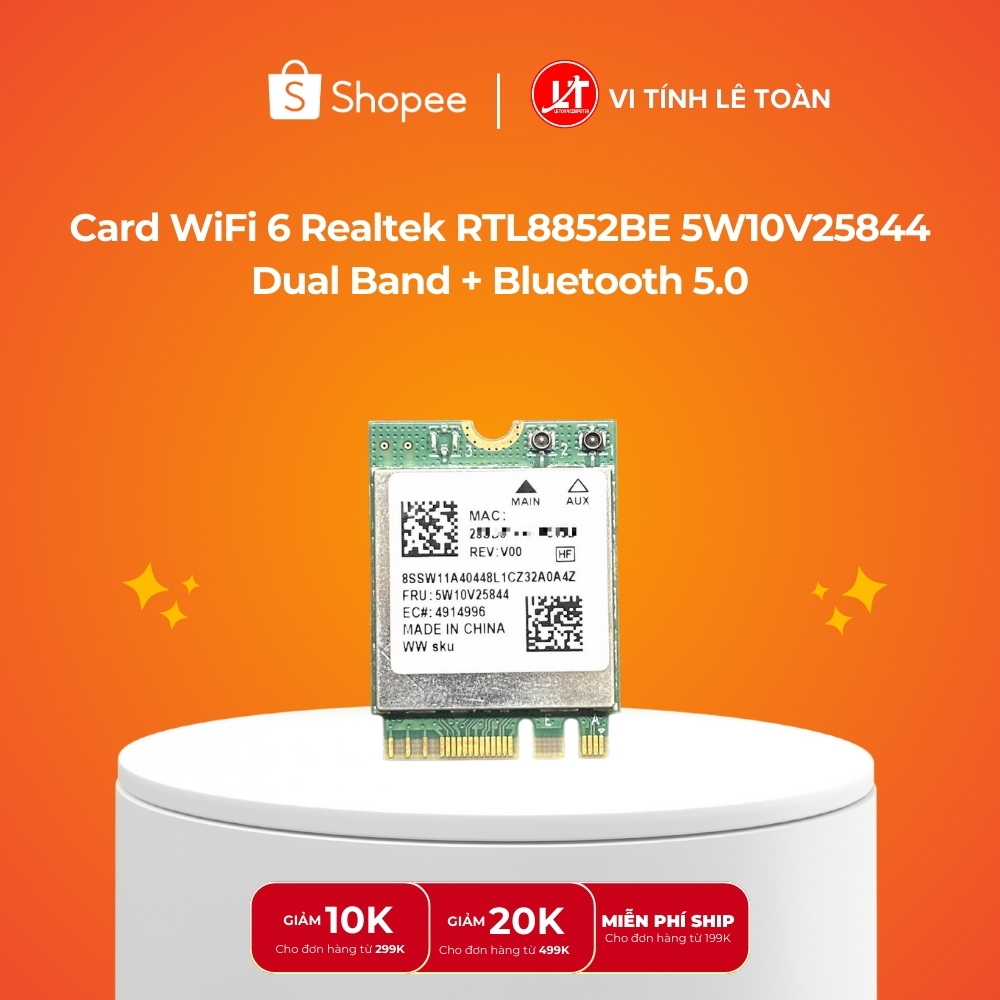 Card WiFi 6 Realtek RTL8852BE 5W10V25844 (Dual Band + Bluetooth 5.0 ...