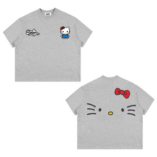 Áo thun chất cotton khô 3158 form rộng tay lỡ - Kitty habo + ria mèo sau lưng
