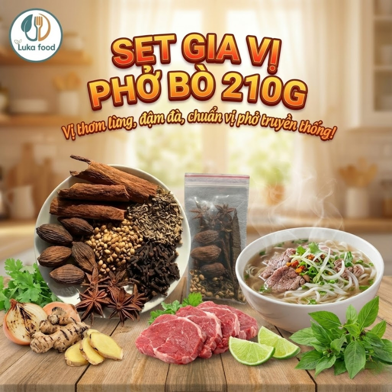 Set Gia Vị Nấu Phở Bò Thảo Mộc Tự Nhiên - Đầy Đủ Quế, Hồi, Thảo Quả, Chuẩn Vị Hà Nội, Thơm Lừng, Ngọt Thanh Luka Food