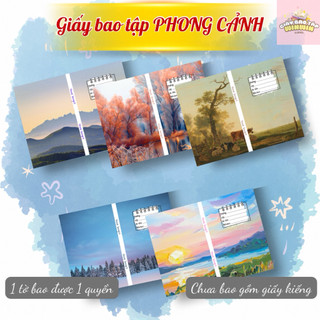 (COMBO 5 Tờ Giấy BÓNG in ảnh) Giấy bao tập, giấy bao vở, bao sách chủ đề Phong cảnh | by Winwin