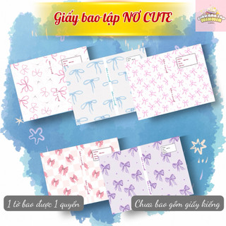 (COMBO 5 Tờ Giấy BÓNG in ảnh) Giấy bao tập, giấy bao vở, bao sách chủ đề Nơ cute | by Winwin