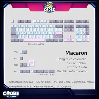 [Ship nhanh] Keycap Macaron Màu Tím - PBT Đúc 2 Màu - 126 Phím - Phù Hợp Bàn Phím Cơ 61–108 Phím - CooBeStore
