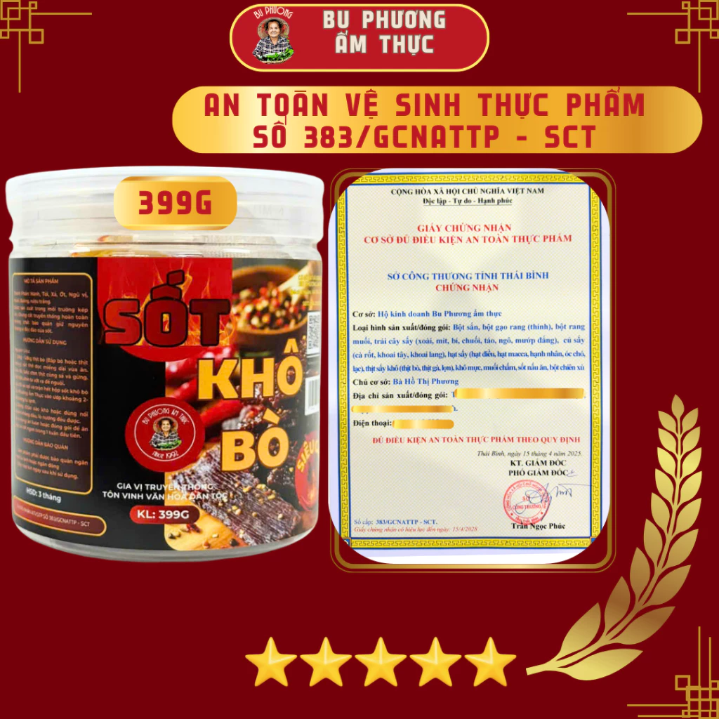 Gia Vị Sốt Làm Khô Bò, Khô Heo - Thương Hiệu Bu Phương Ẩm Thực (Không Chất Bảo Quản)