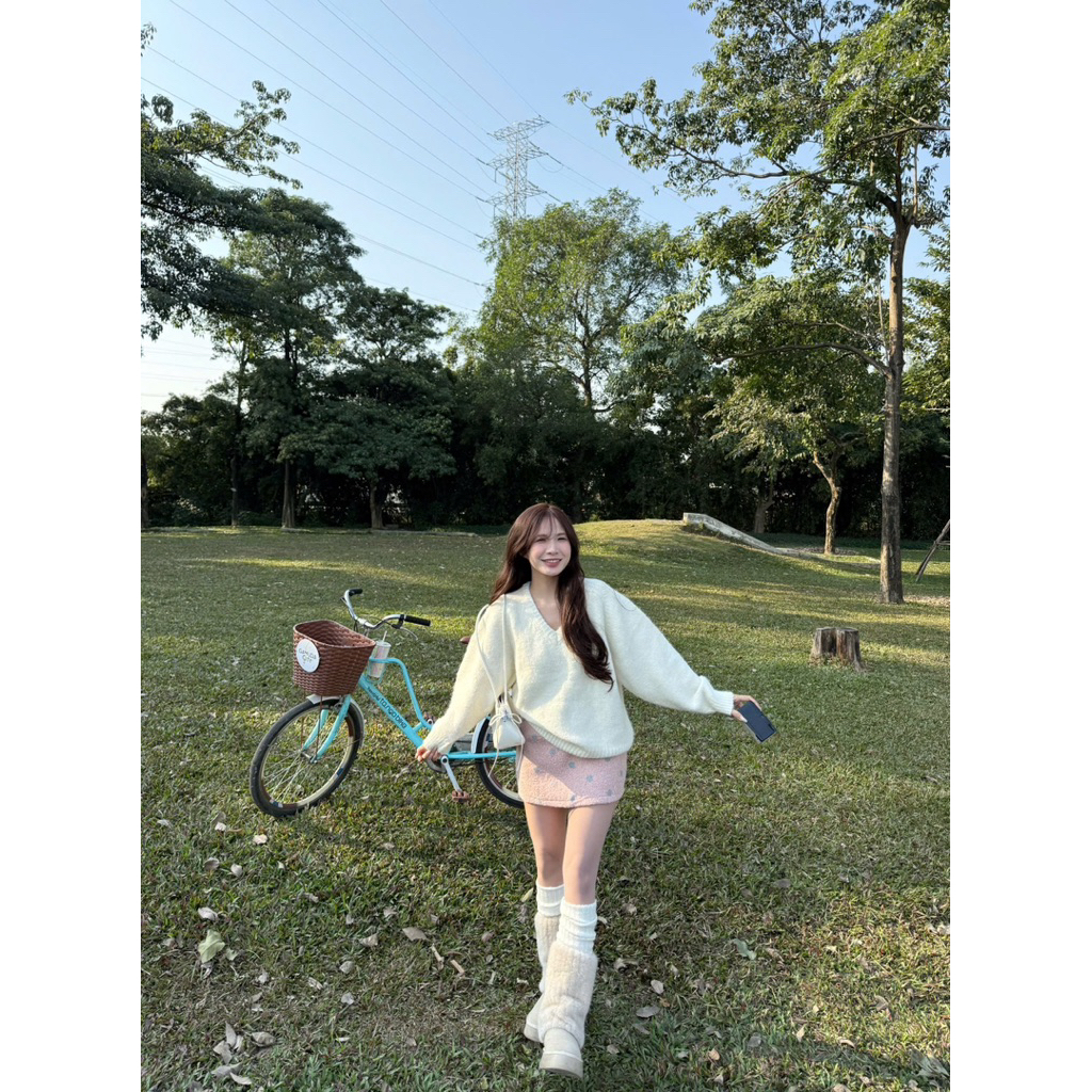 Chân váy ngắn chấm bi dạ kéo khóa sau 2568 Nữ the.sweaterweather TSW
