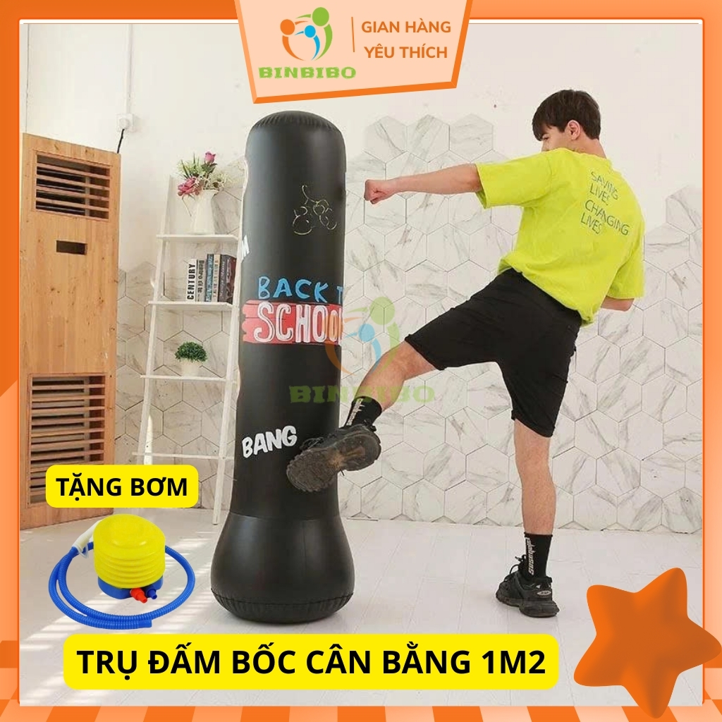 [TẶNG BƠM] Trụ Đấm Bốc Bơm Hơi Tự Cân Bằng Cho Bé – Đồ Chơi Vận Động Binbibo