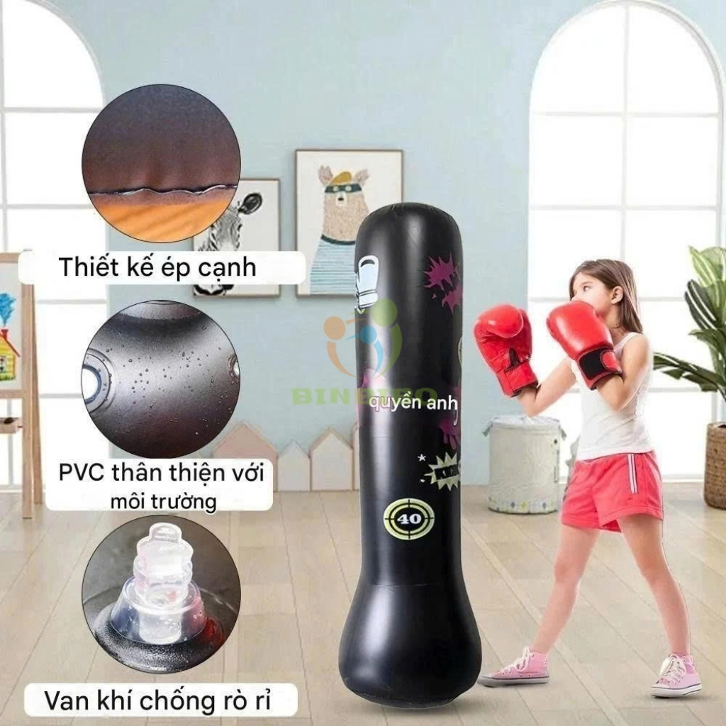 [TẶNG BƠM] Trụ Đấm Bốc Bơm Hơi Tự Cân Bằng Cho Bé – Đồ Chơi Vận Động Binbibo