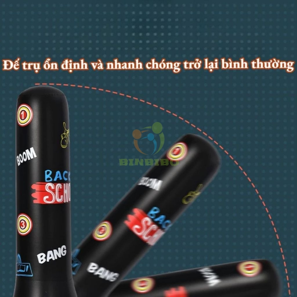 [TẶNG BƠM] Trụ Đấm Bốc Bơm Hơi Tự Cân Bằng Cho Bé – Đồ Chơi Vận Động Binbibo