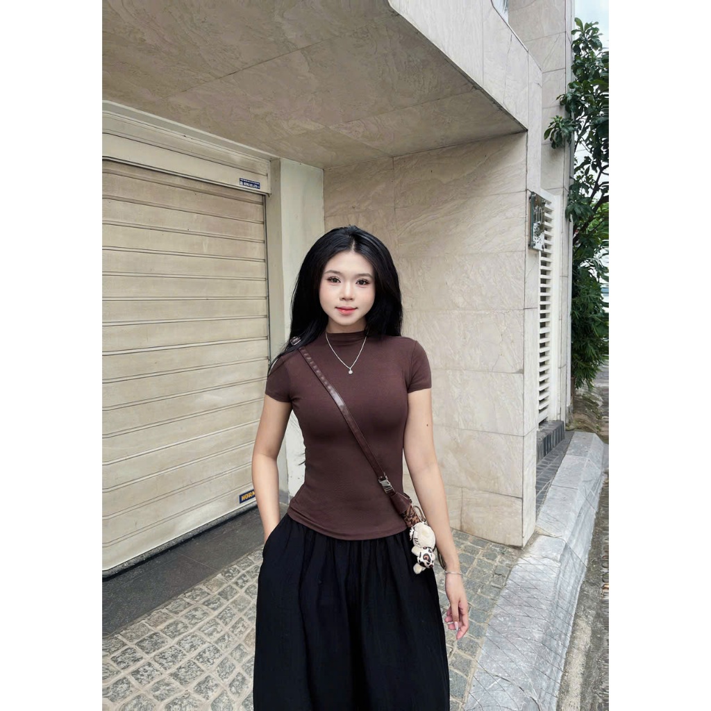 Áo Thun CasualDay Cổ Cao Form Ôm Body Chất Vải Co Giãn, Không Bai Nhão, Xù Lông - CasualDay