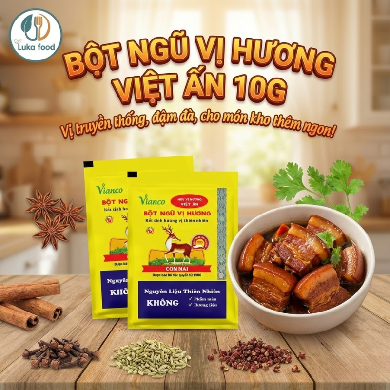 Bột Ngũ Vị Hương Việt Ấn Vianco Gói 10g - Hiệu Con Nai Chính Hãng Thơm Lâu Dậy Mùi Món Nướng/Phá Lấu Ngon