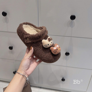 Sục Lông Xù Kitty Nơ Mũi Tròn Đế 3cm Fullbox