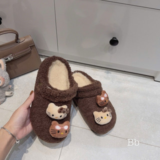 Sục Lông Xù Kitty Nơ Mũi Tròn Đế 3cm Fullbox