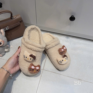 Sục Lông Xù Kitty Nơ Mũi Tròn Đế 3cm Fullbox
