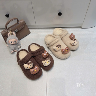 Sục Lông Xù Kitty Nơ Mũi Tròn Đế 3cm Fullbox