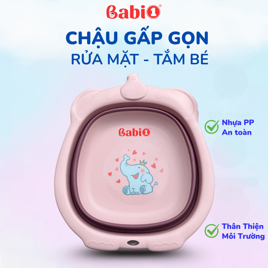 Chậu Rửa Mặt Gấp Gọn Babi1 - Xếp Gọn 3Cm Đa Năng Tắm, Rửa Giặt Đồ Cho Mẹ Bé Người Bệnh
