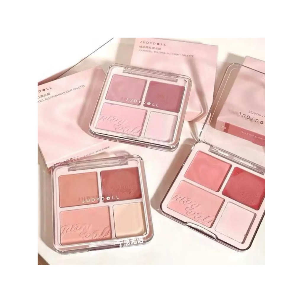 Bảng Má Hồng JudyDoll 4 Ô Phối Màu Tự Nhiên, Phấn Mịn Dễ Tán, Trang Điểm Nhẹ Nhàng