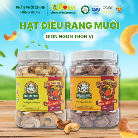Hạt Điều Rang Muối Bà Tư Bình Phước 500g, Hạt điều rang củi, hạt dinh dưỡng, Quà biếu cao cấp
