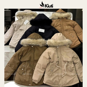 Áo Khoác Parka Nữ Lót Lông Dáng Dài Cao Cấp Có Mũ Rời KIUTI Áo Khoác Mùa Đông Đẹp Áo Phao Nữ Ấm