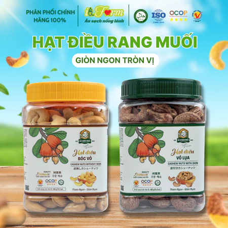Hạt Điều Rang Muối Bà Tư Bình Phước 510g – Rang Củi Truyền Thống, Hạt dinh dưỡng, Quà Biếu Cao Cấp